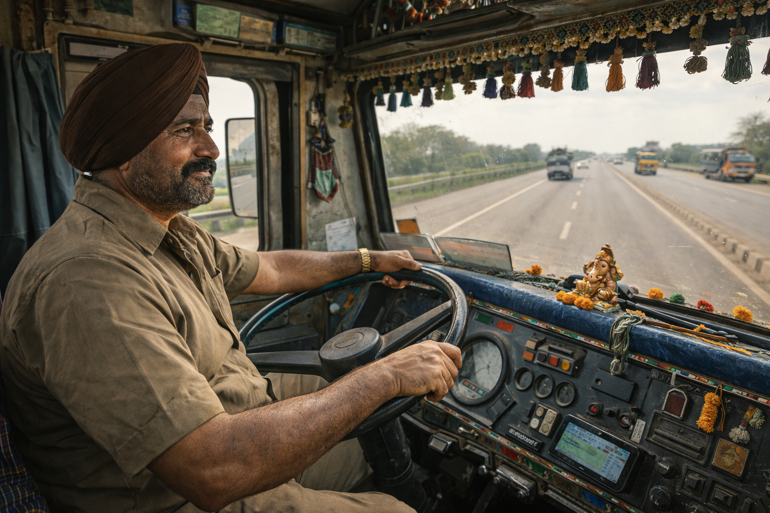 Balbir Singh on the highway between Delhi and Jaipur